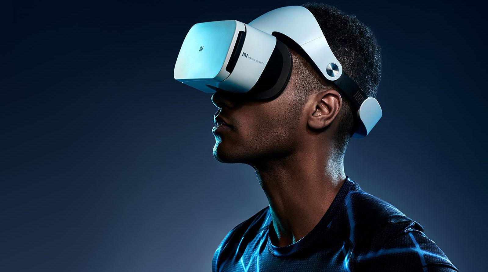 Man using virtual reality goggles